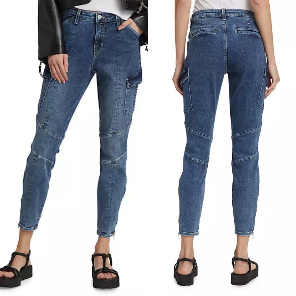 NWT L’Agence Patton Mid-Rise Cargo Skinny Jeans Size 25 Solway Wash
